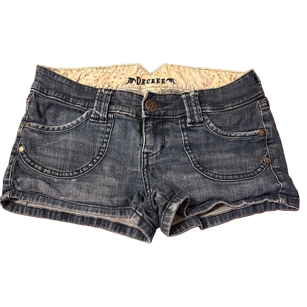 Juniors Decree Denim Shorts Size 3 Low Rise Medium Wash